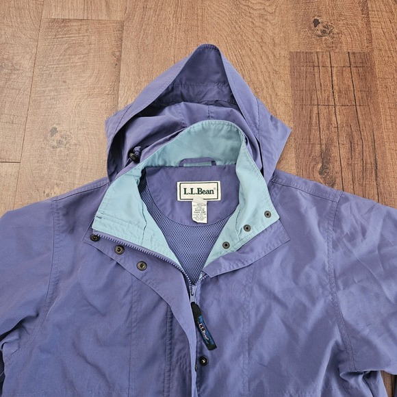 L.L. Bean Jackets & Blazers - Vintage LL Bean Womens Petite Small Blue Hooded Jacket Lightweight 90s Classic